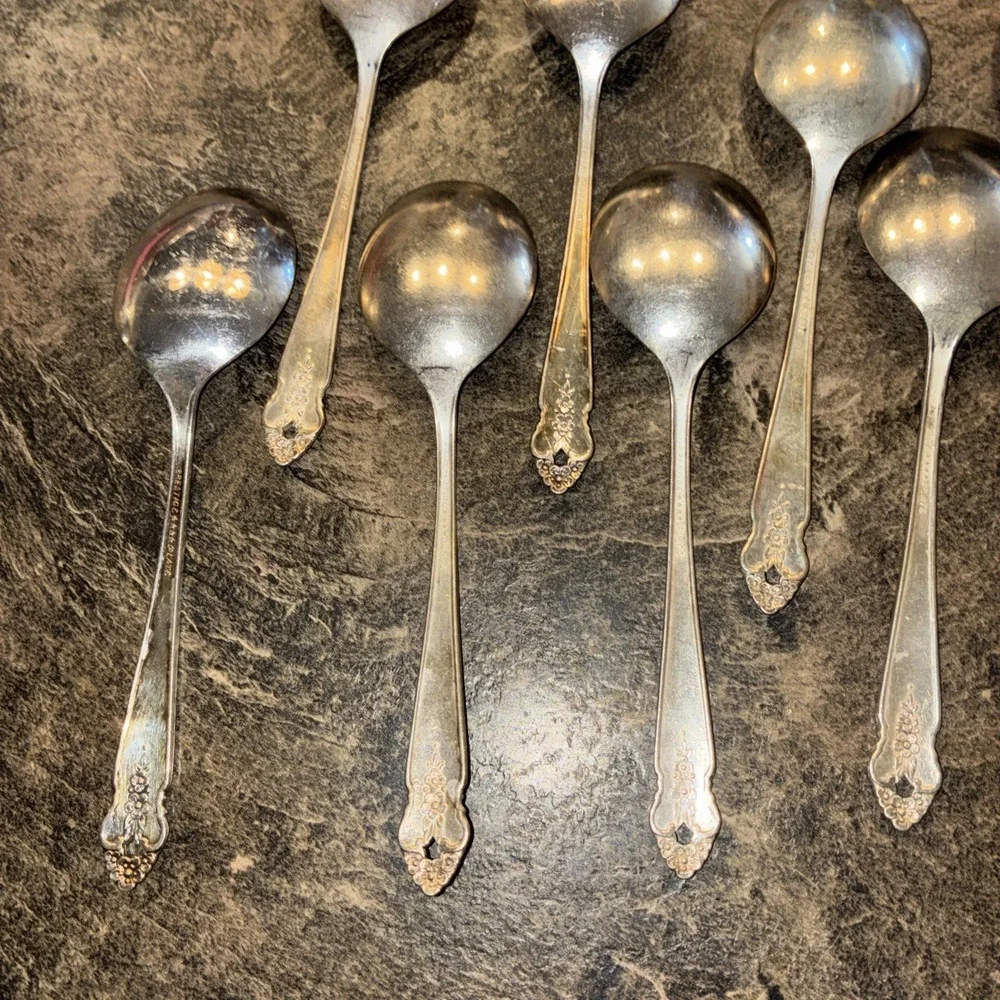 Set Of 10  Silver Plate Prestige Soup Spoons 1951 Silverware Flatware